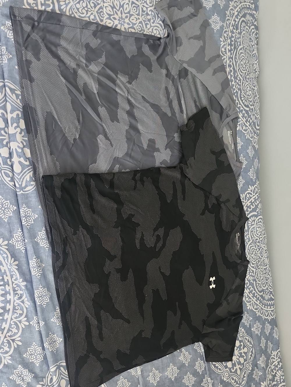 Set Of 2 Under Armour Black & Dark Gray Camo Performance Tees